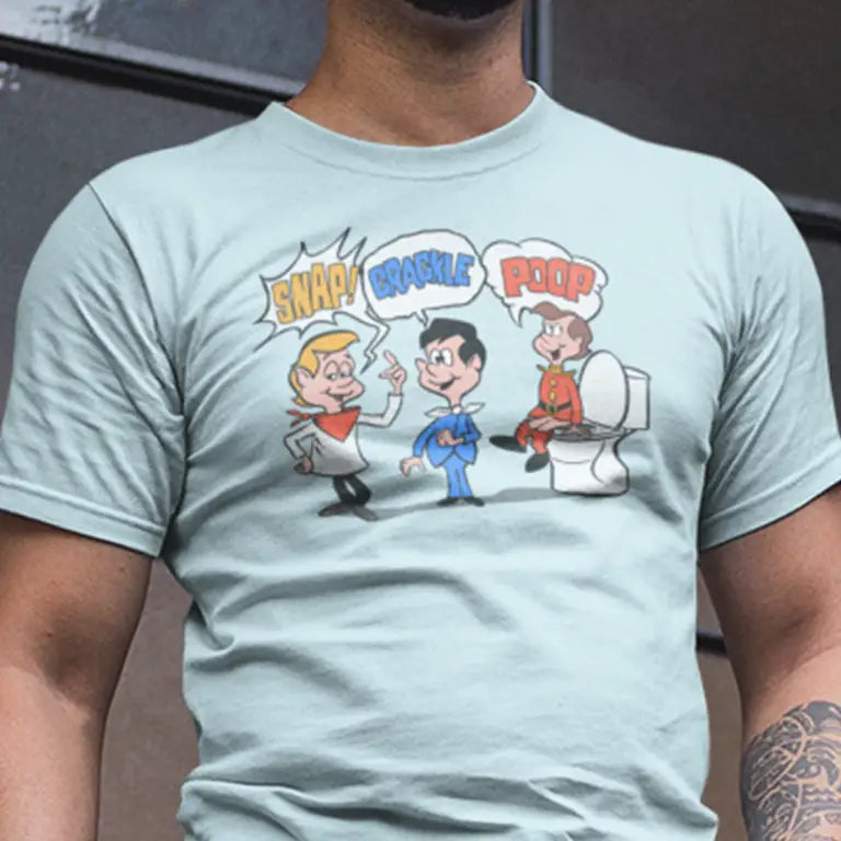 Fun Shirt featuring the Snap Crackle Poop parody design by Dodo Tees