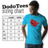 dodo tees viewer toy t shirts sizing chart. available in sizes small to 3XL