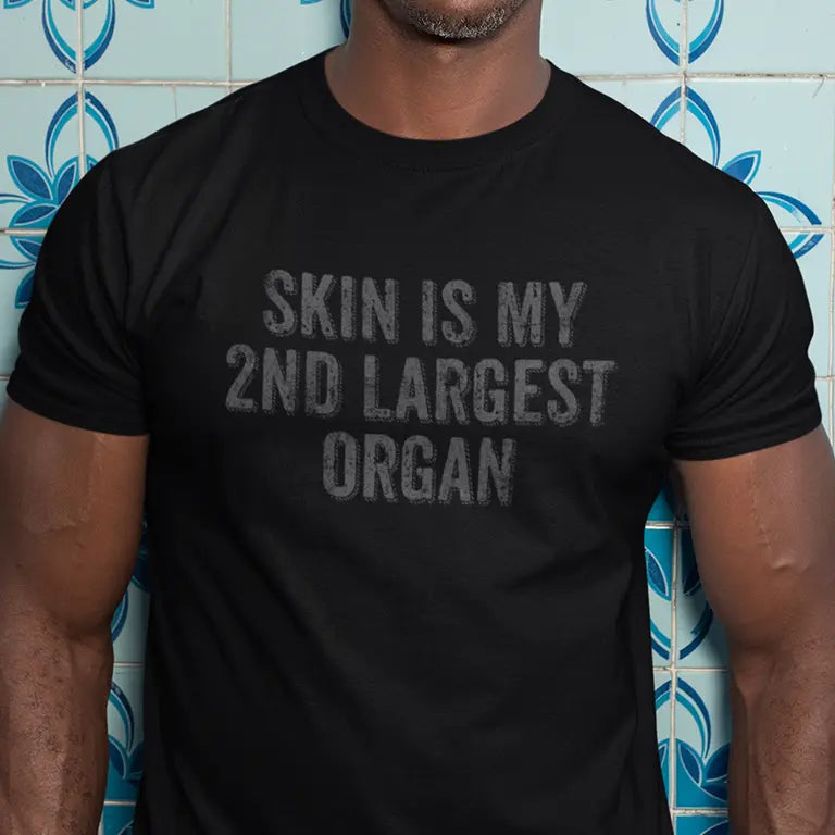 White Elephant gift idea for men, shirt saying skin is my 2nd largest organ