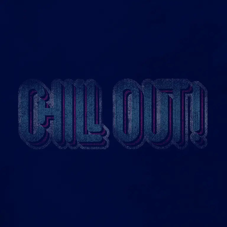 Navy Blue Womens t shirt with the words Chill Out in faded typography.