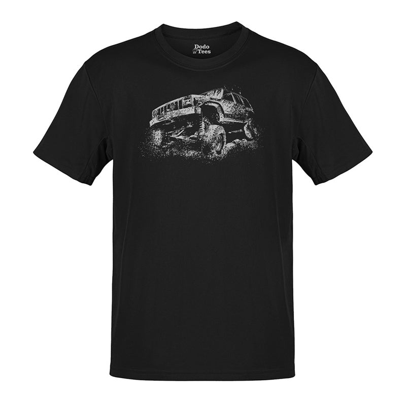 off road shirt with xj splatter graphic in black by dodo tees