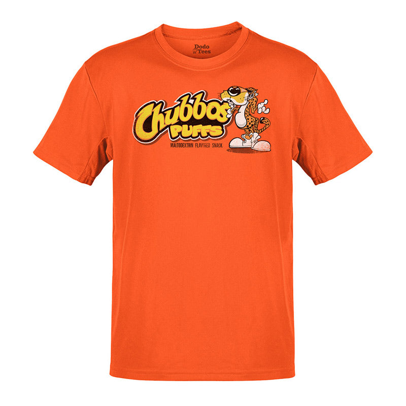 Adult humor shirts with chubbos puffs logo in orange by dodo tees