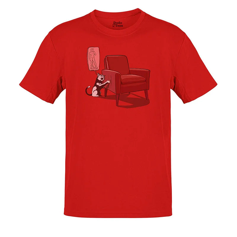 animal t shirt with artist cat illustration in red by dodo tees