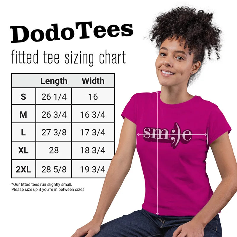 sizing chart for athleisure apparel fitted tee. available in sizes small to 3XL