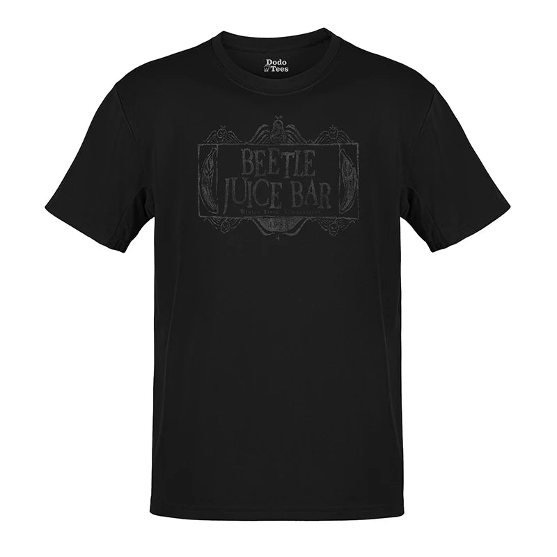 bar shirt with beetle juice bar logo in black by dodo tees