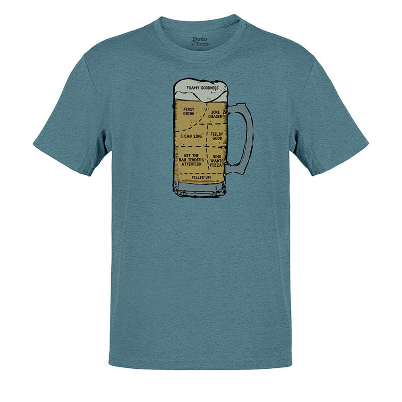 bar shirts with anatomy of beer illustration in heather slate by dodo tees