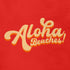 detail view of dodo tees beaches shirts with aloha beaches vintage script typography