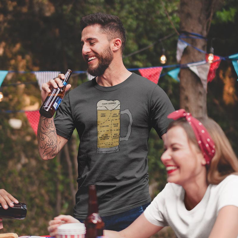 man at bbq wearing beer gifts for men anatomy of beer illustration t shirt