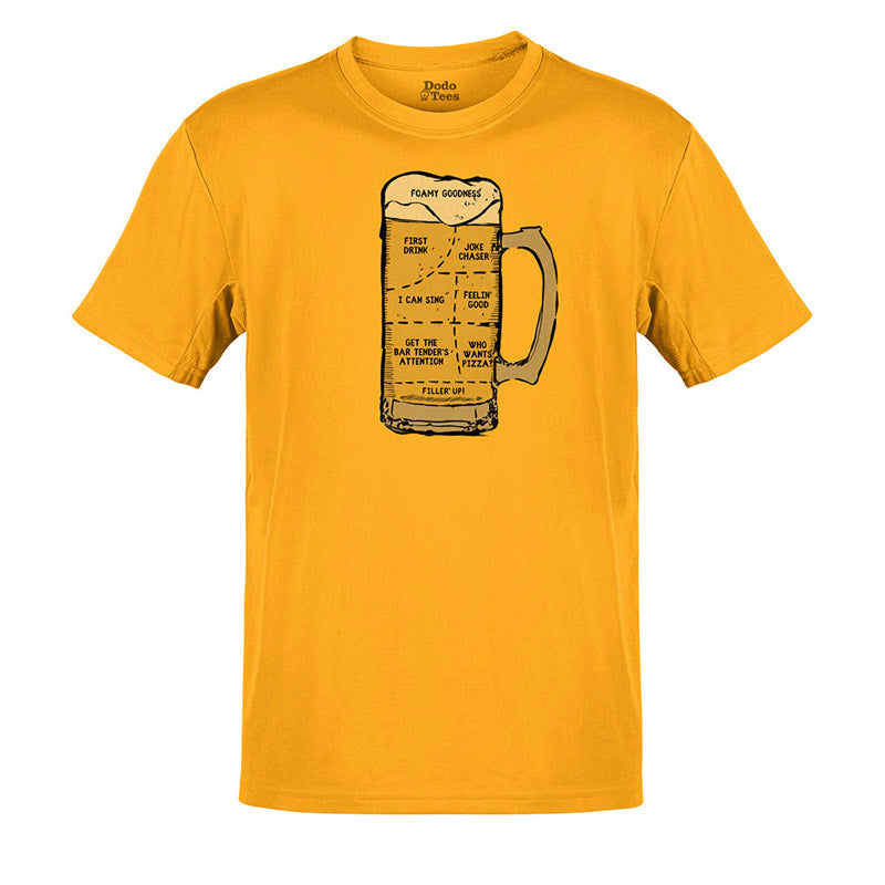 beer tee with anatomy of beer illustration in gold by dodo tees