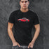 man modeling the Dodo Tees car guy gift featuring a red 911 turbo whale tail. The 911 Turbo Shirts feature side-seamed construction that contours gracefully to the body.