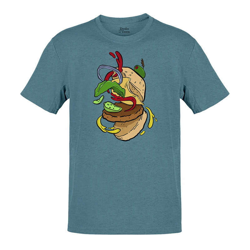 cheese burger t shirt printed on heather slate t shirt by dodo tees