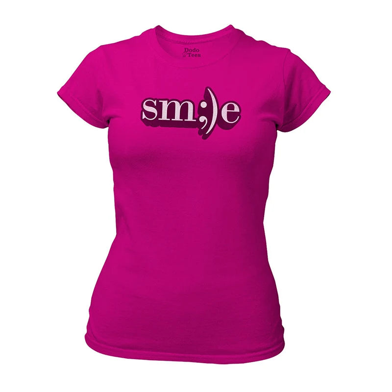 cute clothes for womens smile t shirt in fitted pink