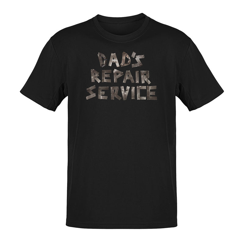 dad t shirt with dads repair service written in duct tape by dodo tees