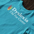 close up of teal blue dyslexia the for center novelty t shirt by dodo tees