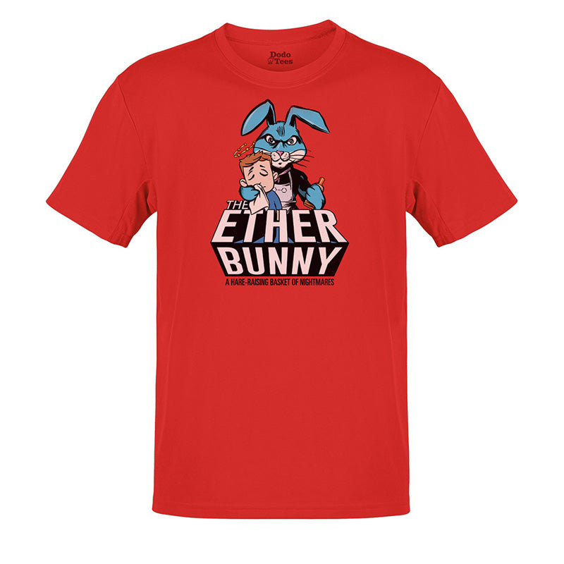 easter shirt with ether bunny graphic in red by dodo tees