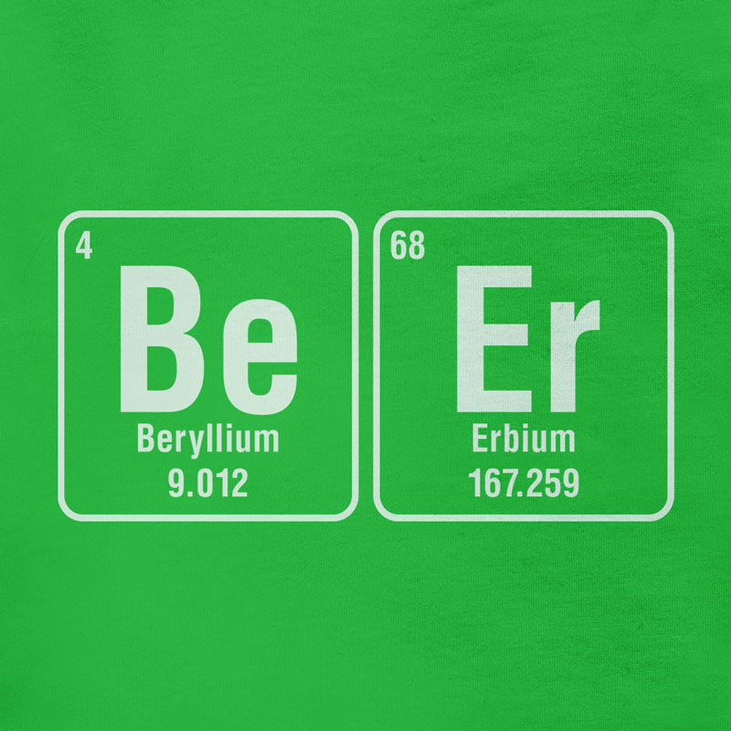 Beer shirt for scientists featuring periodic table of elements Beryllium and Erbium