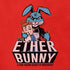 detail view of easter tshirt with funny ether bunny graphic by dodo tees