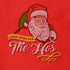 detail view of funny christmas shirt with just here for the hos graphic by dodo tees