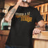 man at bar wearing funny beer shirt with sotally tober type