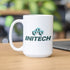 funny coffee mug on office desk with initech logo. 