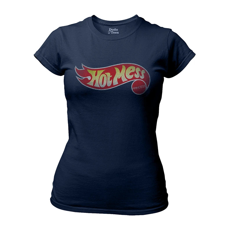 fitted funny female shirts with hot mess logo