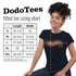 fitted funny female shirts sizing chart. available in sizes small to 2XL