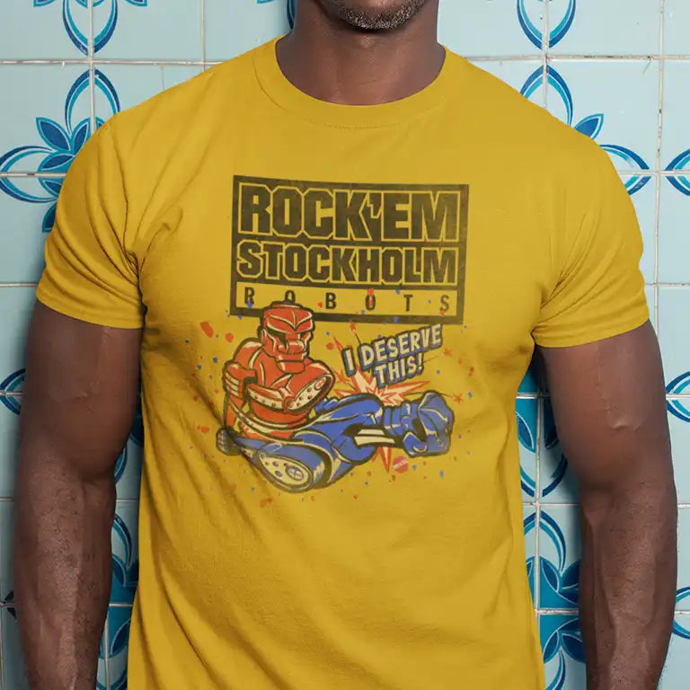 Funny game night t-shirt for men with robot boxing parody and dark humor quote.