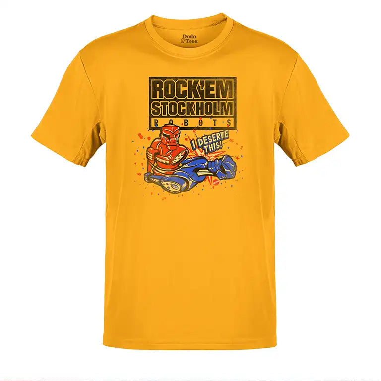 funny psychology t-shirt for guys featuring the Rock Em Stockholm Robots design.