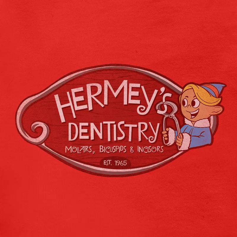 Funny shirts for Christmas featuring Hermey's Dentistry logo.