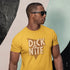 man in sunglasses in front of mural wearing funny t shirt with distressed vintage style dick at nite logo 