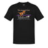 gamer t shirt that features a 8 bit t rex dinosaur attacking a wagon trail.