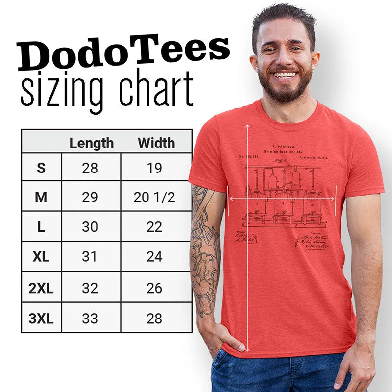 geeky shirts sizing chart. available in sizes small to 3XL