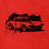 detail view of the grand sport race car shirt in red by dodo tees