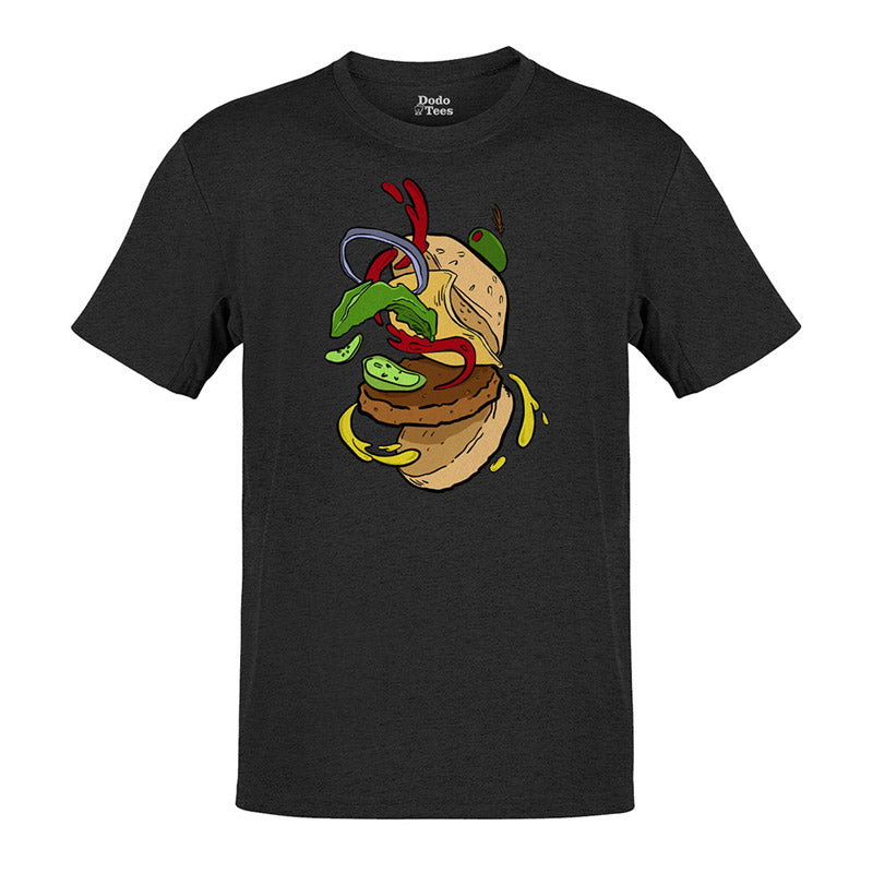 grilling tshirt with cheese burger graphic in heather charcoal