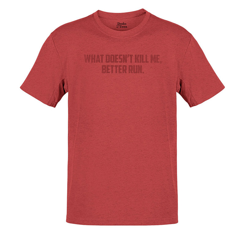 gym t with what doesnt kill me better run typography in heather canvas red by dodo tees
