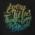 close up view of happy shirts with every little thing is gonna be alright hand drawn text graphic by dodo tees