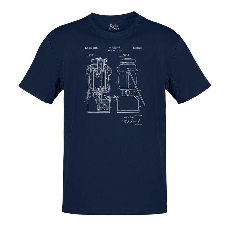 hiking shirt with lantern patent drawing in navy