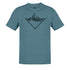 hiking shirts with geometric mountain illustration in heather slate by dodo tees