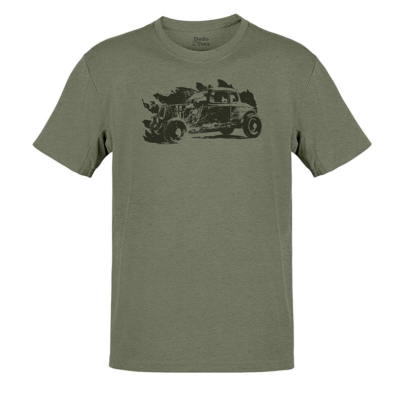 Men's red hot rod t-shirt with a detailed deuce coupe graphic. A stylish gift for car lovers.