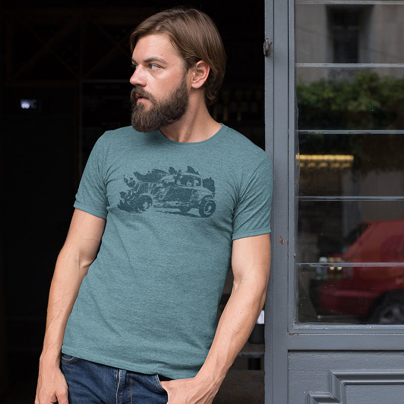 Bold hot rod shirt with a classic little deuce coupe design. A must-have for car lovers.