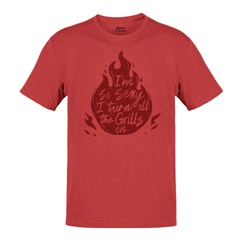 I'm so sexy i turn all the grills on funny camping shirt in heather red by dodo tees