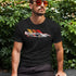 man sitting outside wearing jdm fashion apparel aar eagle mkIII t shirt