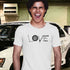 man standing in front of tuner car wearing jdm shirt with love graphic