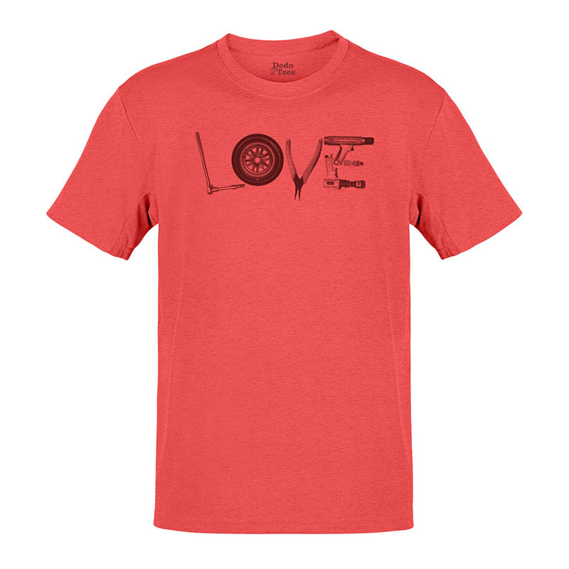 mechanics shirts with love unique lettering in heather red by dodo tees