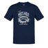 The Mels hole shirt is navy blue and features a Dodo Tees illustration reading Greetings from Mens from Ellensburg Washington.