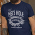 Mels Hole Ellensburg, Washington shirt. The crew new printed tee is navy blue.