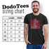 sizing chart for motorcycle shirt by dodo tees. available in sizes small to 3XL 