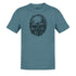 heather slate motorcycle t shirt with grunge skull illustration