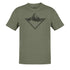 mountain shirts with geometric mountain illustration in heather olive by dodo tees