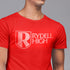 detail view of model wearing movie merch with rydell high logo in red
